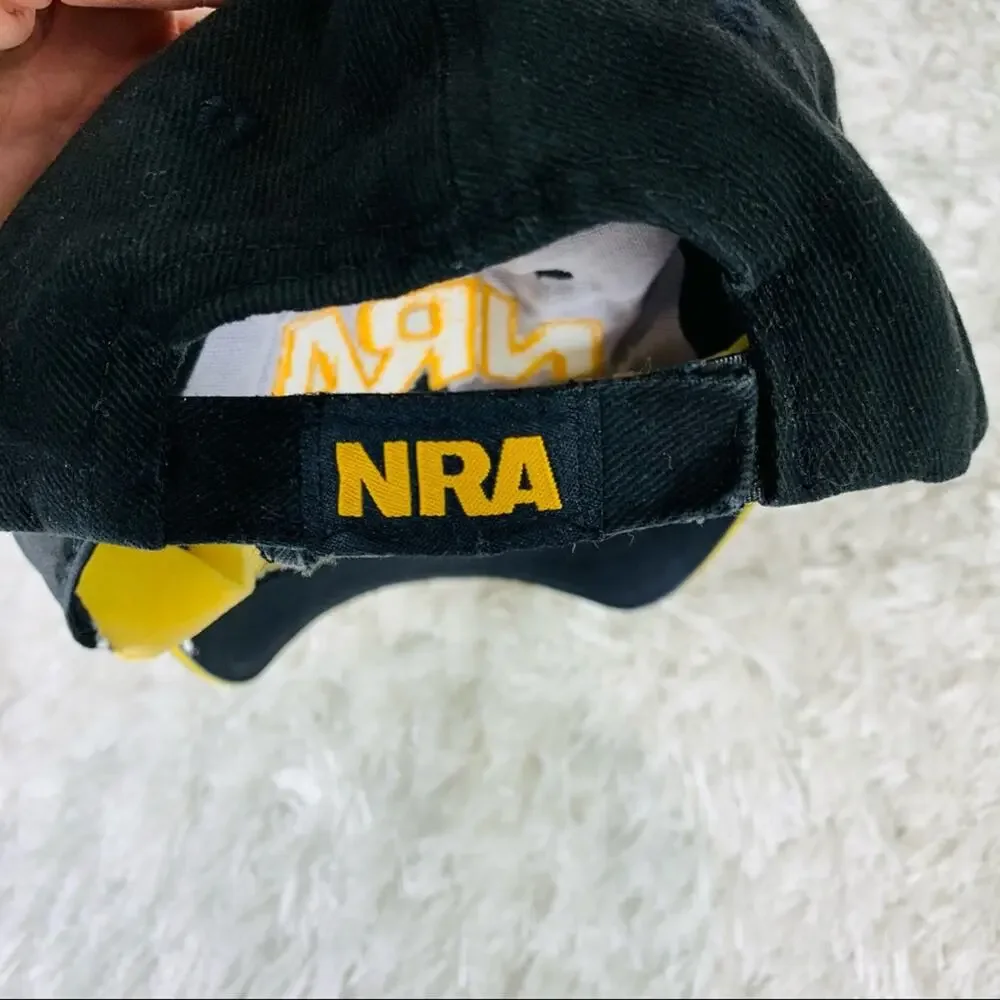 Vintage NRA Black Hat Gold Embroidery Flag